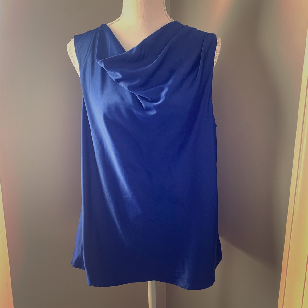 Ellen Tracy Cowl Neck Dress Top Black Lace Back